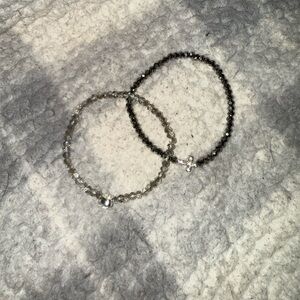 Avon Silver and Gray Beaded Bracelets